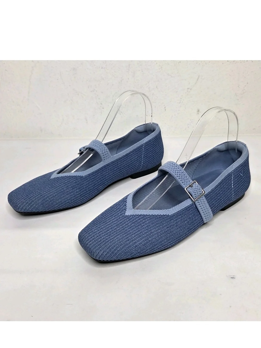 Vivaia Square Toe Margot Mary Jane Flats EU 40.5 US 9-9.5 Blue Ballet Coquette